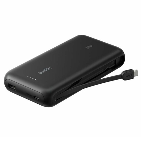 Belkin 30W 20000mAh Portable Power Bank with Integrated USB-C Cable, Black