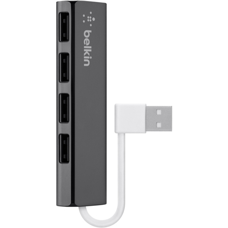 Belkin 4-Port USB-A 2.0 Ultra-Slim Travel Hub, Black