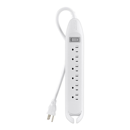 Belkin 6-Outlet Power Strip with 4' Cord, White