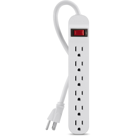 Belkin 6-Outlet Power Strip with 3' Cord, White