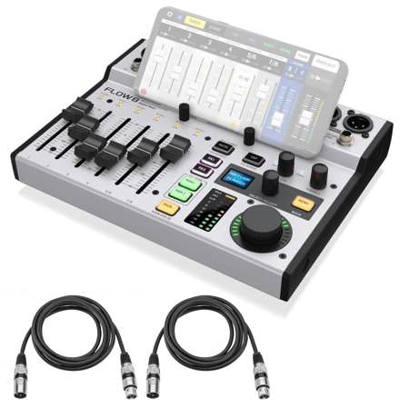 Behringer FLOW 8 8-Input Digital USB Audio Mixer Bundle with XLR Cables