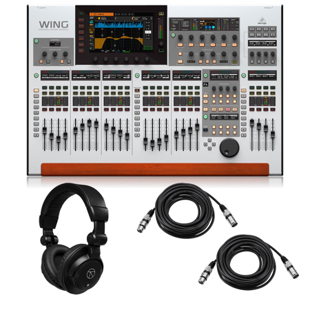 Behringer WING 48-Ch 28-Bus Digital Mixing Console, w/Headphones & 2x XLR Cable