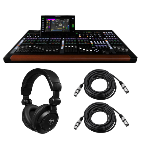 Behringer WING 48-Channel 28-Bus Full Stereo Digital Mixing Console with 24-Fader Control Surface, Bundle with TAPH100 Monitor Headphones and 2x Value Series 25' Microphone Cable