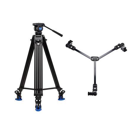 Benro KH26NL Video Tripod Kit, 33.9 to 72" Height Range With Benro DL-08 Dolly