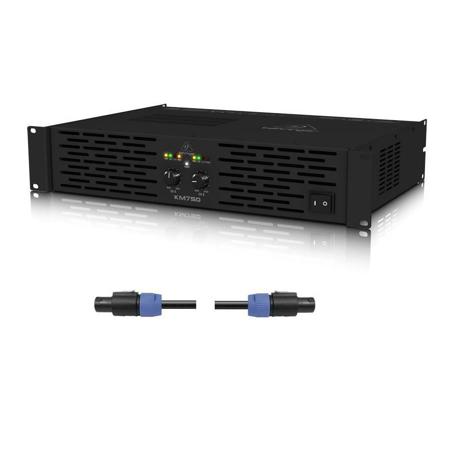 Behringer KM750 Pro 750W Stereo Power Amplifier with ATR W/25' Speakon Cable