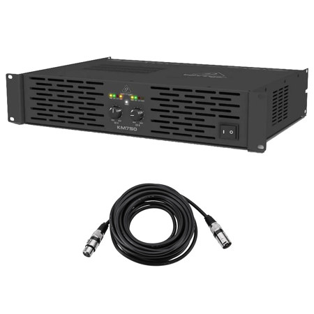 Behringer KM750 Professional 750W Stereo Power Amplifier with ATR Technology, Bundle with 25' XLR Cable