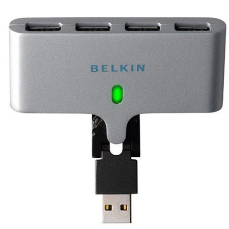 Belkin Hi-Speed USB 2.0 4-Port Swivel Hub, Silver