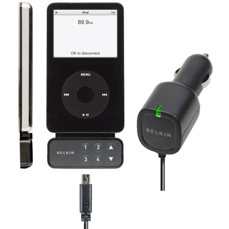 Belkin TuneFm with Dock Connect for the iPod 5G.