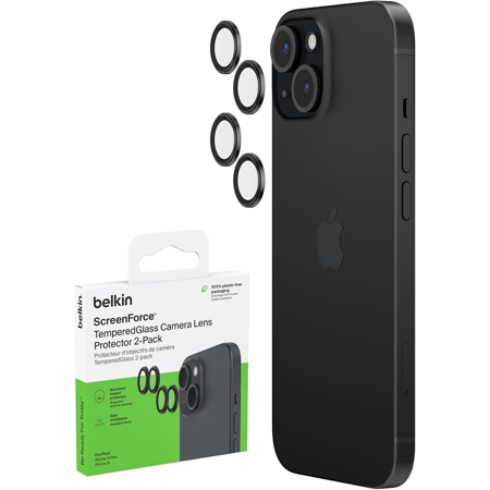 Belkin ScreenForce Tempered Glass Camera Lens Protector for Apple iPhone 15 Pro and 15 Pro Max, 2-Pack
