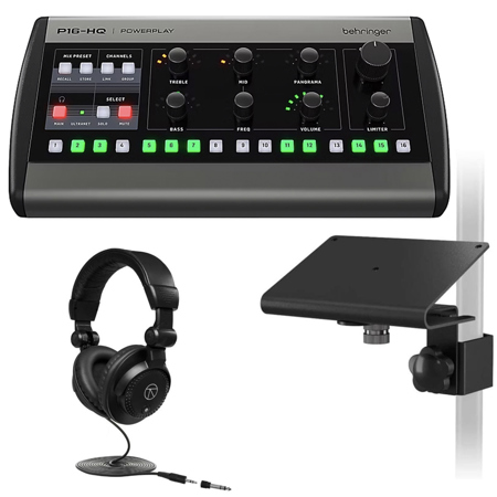 Behringer P16-HQ POWERPLAY 16-Channel Personal Monitoring Mixer, Bundle with Mounting Bracket & Headphones