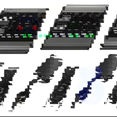 Behringer Powerplay 16 P16-M 16-Channel Digital Personal Mixer, Bundle with Mounting Bracket + H&A XLR Cable