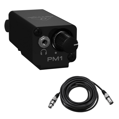 Behringer Powerplay PM1 Personal In-Ear Monitor Belt-Pack with Stereo Mini Male to Stereo Mini Female Headset Extension Cable (Gold Series) 25'