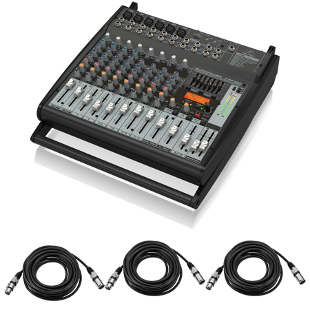 Behringer Europower PMP500 500W 12-Channel Powered Mixer with 3x XLR Cable