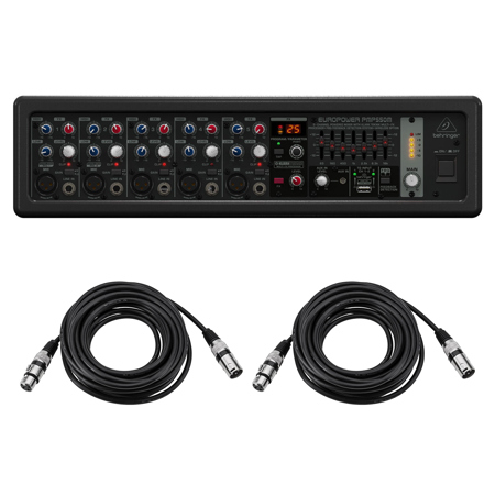Behringer EUROPOWER PMP550M 500W 5-Channel Powered Mixer, with 2x 25' XLR Cable