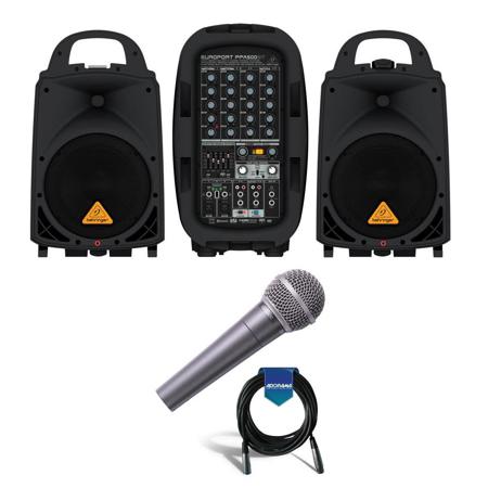 Behringer Europort PPA500BT 500-Watt 6-Channel PA System W/XM8500 Mic / 20'Cable