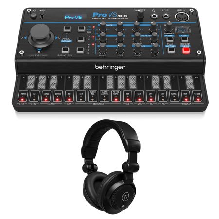 Behringer Pro VS MINI Hybrid Vector Synthesizer Bundle with TAPH100 Closed-Back Studio Monitor Headphones