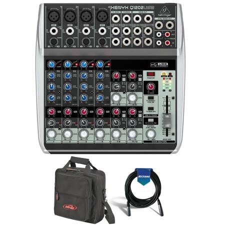 Behringer Xenyx Q1202USB Premium 12-Input 2-Bus Mixer W/ SKB Mixer Bag/20'Cable