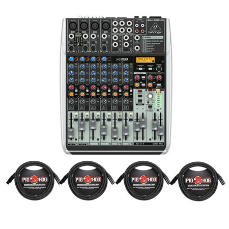 Behringer Xenyx QX1204USB Premium 12-Input 2/2-Bus Mixer W/4x 15' 8mm XLR Cable