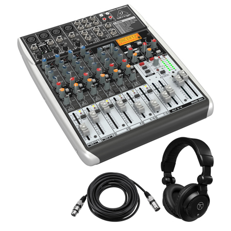 Behringer Xenyx QX1204USB Premium 12-Input 2/2-Bus Mixer Bundle with Headphones