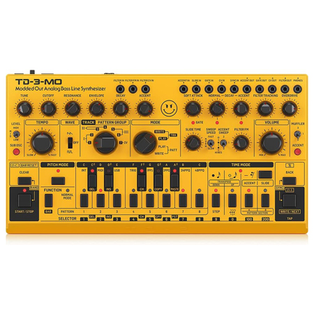 Behringer TD-3-MO Modded Out Analog Bass Line Synthesizer with VCO, VCF and VCA Yellow