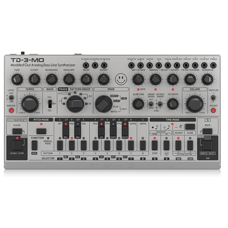 Behringer TD-3-MO Modded Out Analog Bass Line Synthesizer with VCO, VCF and VCA Silver