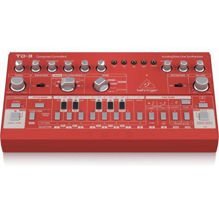 Behringer TD-3 Analog Bass Line Synthesizer, VCO/VCF, 16-Voice Chain, Red