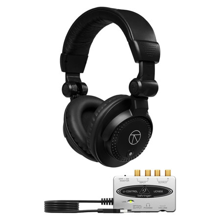 Behringer UCA202 Ultra-Low Latency 2-In/2 Out USB/Audio Interface with Digital Output, Bundle with TAPH100 Headphones