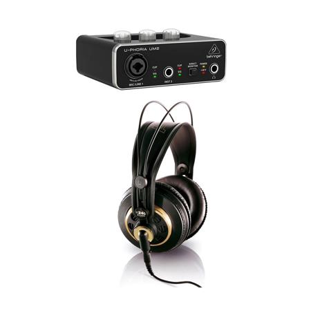 Behringer U-PHORIA UM2 2x2 USB Audio Interface W/AKG Acoustics K240 Headphones