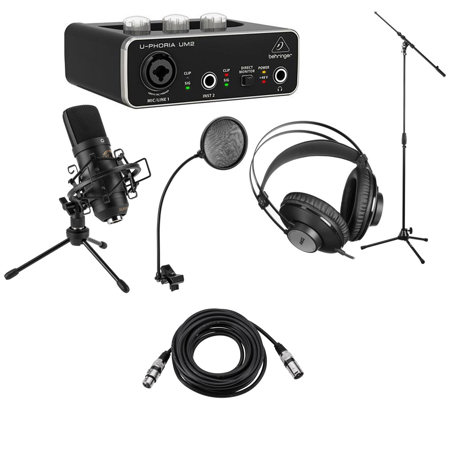 Behringer U-PHORIA UM2 2x2 USB Audio Interface with Studio Accessories Kit
