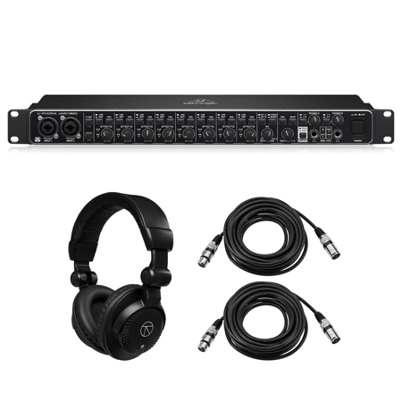 Behringer U-PHORIA UMC1820 Audiophile 18x20 USB 2.0 Audio/MIDI Interface, Bundle with TAPH100 Monitor Headphones and 2x 25' XLR Cable