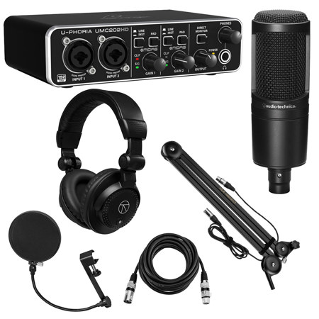 Behringer U-PHORIA UMC202HD USB Audio Interface, w/TAPH100 Headphones,AT2020 Mic