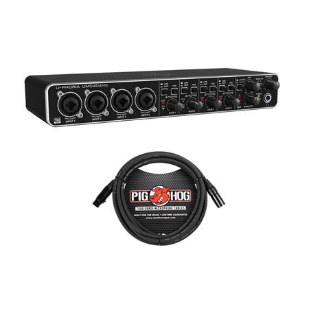 Behringer U-PHORIA UMC404HD USB 2.0 Audio/MIDI Interface - With 10' 8mm XLR  Microphone Cable