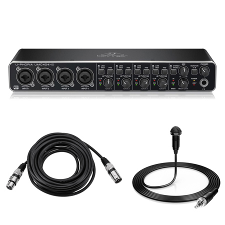 Behringer U-PHORIA UMC404HD USB 2.0 Audio/MIDI Interface - With 10' 8mm XLR Microphone Cable