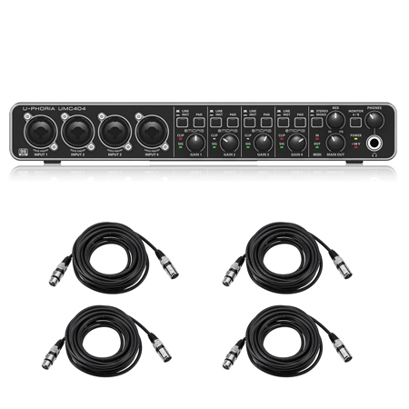 Behringer U-PHORIA UMC404HD USB Audio Interface, Bundle w/4x