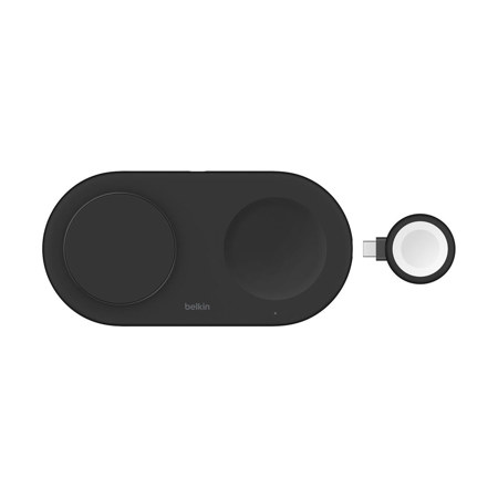 Belkin BoostCharge Pro 15W 3-In-1 Magnetic Qi2 Charging Pad with USB-C Apple Watch Charger, Black