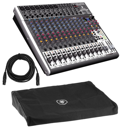 Behringer XENYX X2222USB Premium 22-Input 2/2-Bus Mixer with XENYX Mic Preamps and Compressors, British EQs Bundle with Dust Cover, 25' XLR M to XLR F Cable