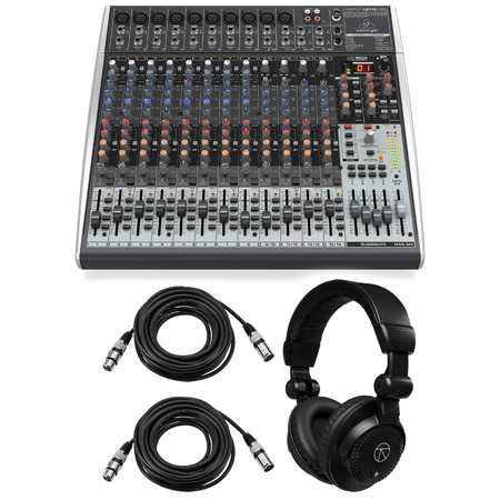 Behringer XENYX X2442USB 24-Input 4/2-Bus Mixer, w/Headphones & 2x 25' XLR Cable