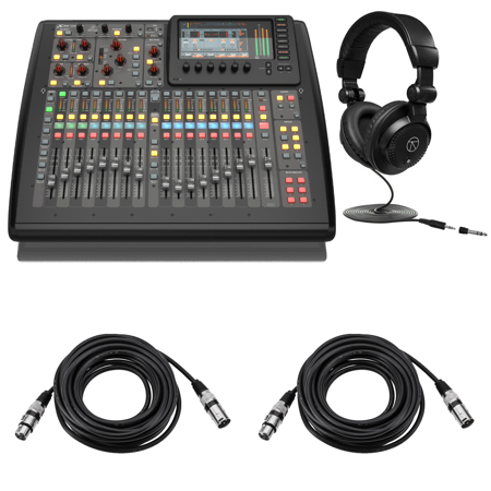 Behringer X32 Compact 40-Input 25-Bus Digital Mixing Console, Bundle with TAPH100 Headphones and 2x 25' XLR Mic Cable