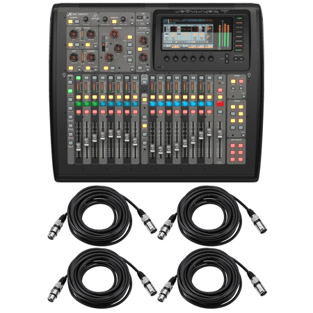 Behringer X32 Compact 40-Input 25-Bus Digital Mixing Console, Bundle with 4x H&A 25' XLR M to F Microphone Cable