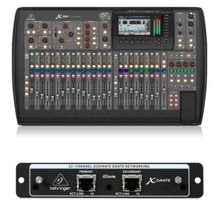 Behringer X32 32-Channel 25-Bus Total Recall Digital Mixing Console V4.0, Bundle with High-Performance 32-Channel Expansion Card