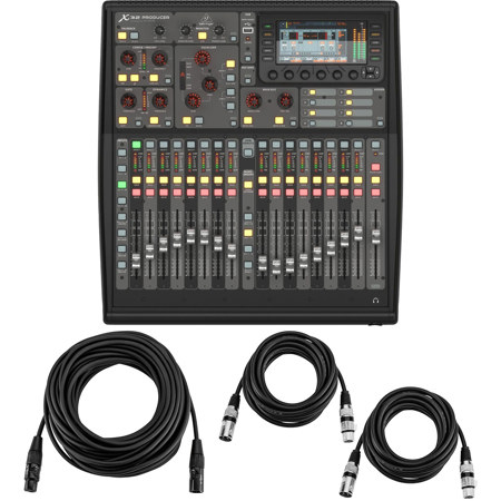 Behringer X32 PRODUCER 40-Input, 25-Bus Rack-Mountable Digital Mixing Console - With 50' XLR (M) to XLR (F) Microphone Cable, 2 Pack 15' XLR (M) to XLR (F) Microphone Cable