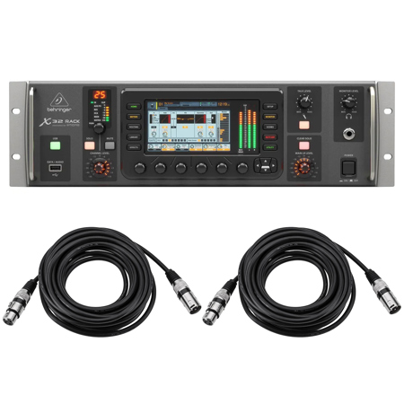 Behringer X32 Rack 40-Input 25-Bus Digital Rack Mixer, Bundle with 2x 25' XLR Microphone Cable
