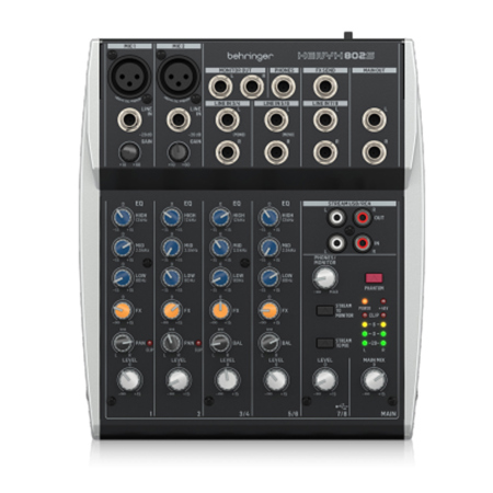 Behringer XENYX 802S Analog 8-Ch Mixer, w/Headphones, 2x 25' XLR
