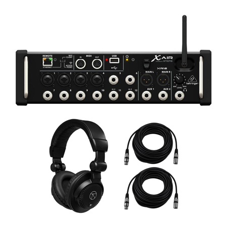 Behringer X Air XR12 12-Input Digital Mixer, Bundle w/Headphones & 2x XLR Cable