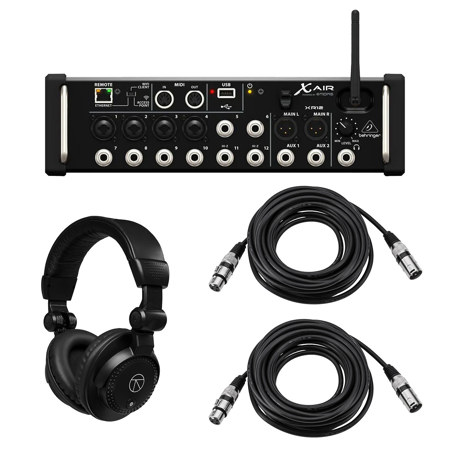 Behringer X Air XR12 12-Input Digital Mixer with 4 Programmable MIDAS Preamps for iPad/Android Tablets, Bundle with TAPH100 Headphones & 2x 25' XLR Microphone Cable
