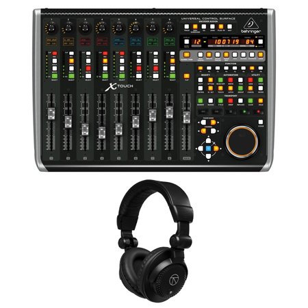 Behringer X-Touch Universal Control Surface with 9 Touch-Sensitive Motor Faders, Bundle with TAPH100 Headphones