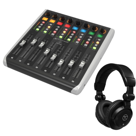 Behringer X-TOUCH EXTENDER MIDI Controller w/8 Motor Faders, Bundle w/Headphones