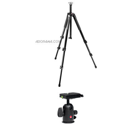 Manfrotto 055XB Black Tripod Legs - Bundle With 498RC4 Midi Ball Head