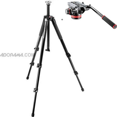 Manfrotto 055XB Black Tripod with Manfrotto MVH502AH Pro Video Head