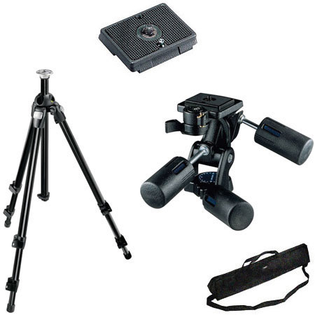 Manfrotto 3021B Pro Black Tripod with 804RC2 3-Way Pan/Tilt Head with Quick Release & 31" Tripod Case.